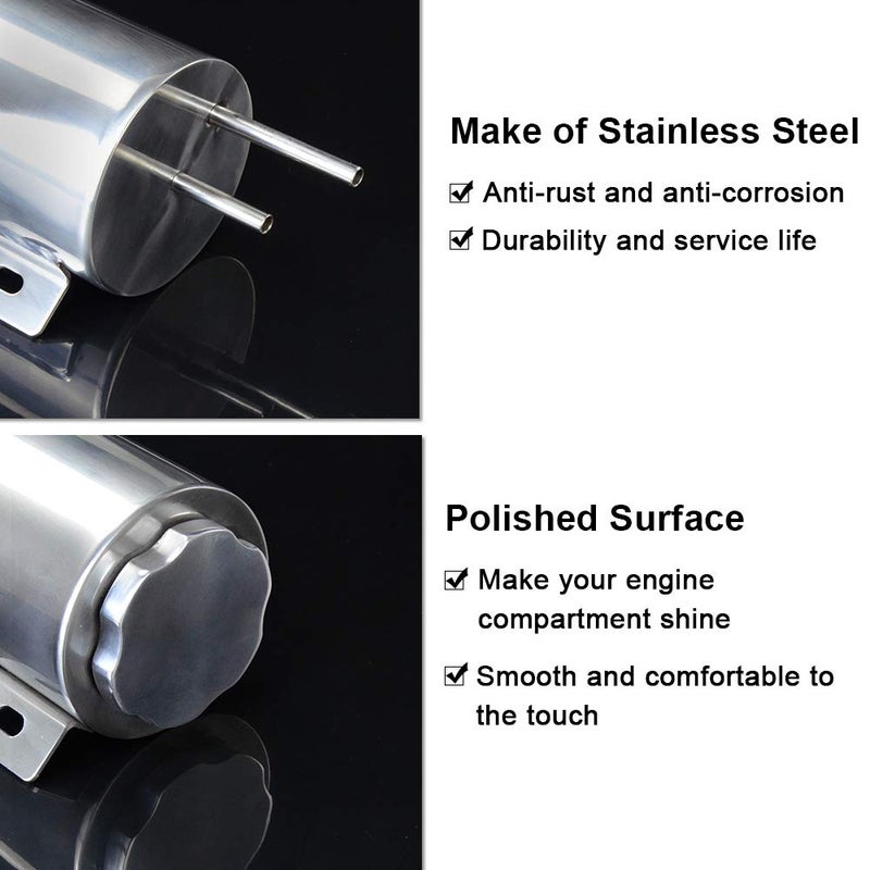 PQY Radiator Coolant Overflow Puke Tank Polished Stainless Steel 3"Ã—10" - Image 4